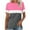 Pink, variant on fatyb Women's Color Block T-Shirts Short Sleeve Crew Neck Casual Tee Loose Summer Womens Fashion Tops