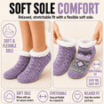 thumbnail image 4 of Girls Shortie Cabin Socks, 2 Pack, Soft Sole Sweater Knit with Silicone Grippers, PURPLE, S/M, 4 of 8