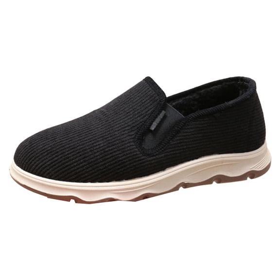 XIMIN Mens Slip on Canvas Sports Loafers Casual Shoes Sneakers with Fuzzy Lined Comfy Walking Work Shoes Pain Relief Fashion Breathable Loafers Footwear