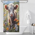 thumbnail image 3 of Farmhouse Highland Cow Funny Cattle And Flower Shower Curtain Modern Home Bathroom Bathtub Decor Waterproof Fabric with 12PCS Hooks, 3 of 8
