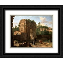 Herman van Swanevelt 18x15 Black Ornate Wood Framed Double Matted Museum Art Print Titled - The Arch of Constantine, Rome