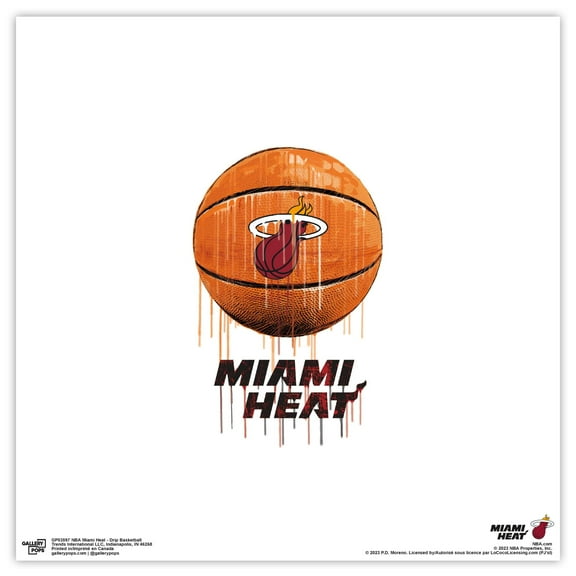 Gallery Pops NBA Miami Heat - Drip Basketball Wall Art, Unframed Version, 12" x 12"