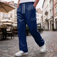 thumbnail image 5 of Sweat Pants for Mens Lounge Casual Joggers Workout Flared Loose Fit Gym Wide Leg Solid Oversized Relaxed Fit, 5 of 7