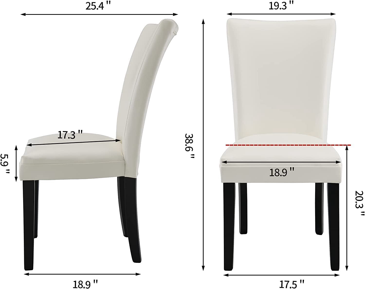 JESONVID Set of 6 Faux Leather Upholstered Parsons Dining Chair with High Backrest, Kitchen Accent Side Chairs with Solid Wood Legs Armless Dining Room Chair, Ivory White 1331WT