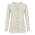 thumbnail image 7 of Womens 2024 Fashion Casual Open Front Solid Color Cardigans Sweaters Ribbed Thin Coats Jackets Outerwear with Pockets, 7 of 7