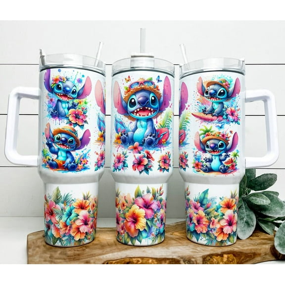 40oz Stainless Steel Tumler with Stitch and the Tropics