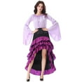 thumbnail image 2 of TFEOQRY Women's 3Pcs Renaissance Pirate Outfit Set with Ruffled Top Corset Belted High Low Ruffle Skirt Outfit Purple, 2 of 6