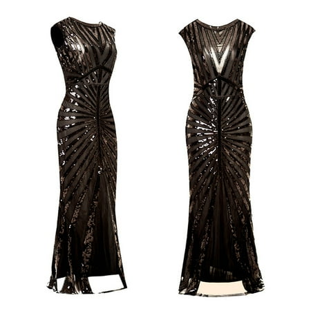 

knqrhpse wedding guest dresses for women Vintage 1920s Sequin Beaded Tassels Party Night Hem Flapper Gown Dress black dresses for women