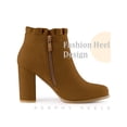 thumbnail image 3 of Unique Bargains Women's Ruffle Block High Heels Ankle Boots Brown (Size 7.5), 3 of 6