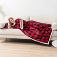 thumbnail image 5 of PAVILIA Sherpa Fleece Blanket with Sleeves Women Men Adult, Wearable Blanket Warm Soft Plush Thick, Snuggle Pocket Sleeved TV Throw Wrap, Cozy Idea Mom Wife, Checkered Red, 5 of 9