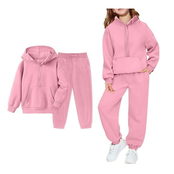Tracksuit Athletic Sweatsuits Sets 2 Piece Long Sleeve Zip Up Hoodie Sweatpants Warm Fall Winter Clothes Clothes for Tween Girls 13-14 Years Trendy