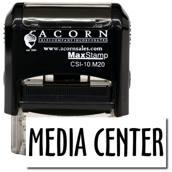 Self-Inking Media Center Stamp with Purple Ink