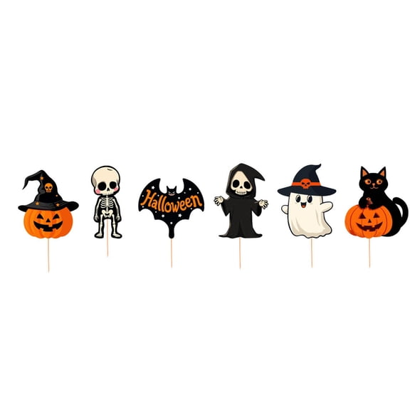 Halloween Cupcake Toppers 1 Inch to 2 Inch 6 Pack Halloween Cake Decorations for Halloween Party Decor Halloween Party Supplies for Halloween Birthday Student Shower Events