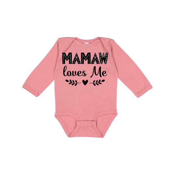 Inktastic Mamaw Loves Me Grandchild Girls Long Sleeve Baby Bodysuit