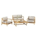 thumbnail image 3 of Christopher Knight Home Outdoor 4-Piece Wood Conversation Set with Beige Cushions, 3 of 13