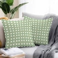 thumbnail image 2 of Throw Pillow Covers 16x16 Inch Set of 2, Ombre Green Plaid, Waterproof Outdoor Pillow Covers, Minimalistic Geometric Farmhouse Grid Decorative Cushion Pillowcases for Couch, Sofa, Bed, Garden, Patio, 2 of 9