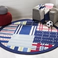 thumbnail image 2 of SAFAVIEH Kids Plaid Geometric Striped Cotton Area Rug, Blue/Multi, 2' x 3', 2 of 8