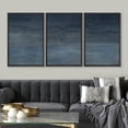 thumbnail image 2 of IDEA4WALL Framed Canvas Print Wall Art Set of 3 Minimalist Navy Blue & Gray Abstract Illustration Pastel Hazy Landscape Modern Graffiti Digital Art Zen Cool Relax for Home Decor - Black 16"x24"x3, 2 of 5