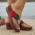 thumbnail image 2 of HNMKIU Summer Fashion Leaf Print Thong Sandals Comfortable Casual Beach Slippers for Women with Arch Support Outdoor Indoor Wear Flip Flops for Women ,6.5, 2 of 8
