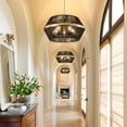 thumbnail image 7 of Sdorens 18.89" Ratten Chandelier 5 Lights Large Black Chandelier Woven Pendant Light Boho Hanging Lamp for Living Dining Room Kitchen Island Entryway Foyer, E26, Adjustable Height, 7 of 7