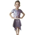 thumbnail image 4 of Staki Girls Dance Costume Girls Sequins Dance Outfits Halter Metallic Crop Top Camisole Skirt Clothes Kids Dance Skirt Set 3T,4T,5T,6Y,7Y,8Y,9Y,10Y(Purple,4-5 Years), 4 of 4