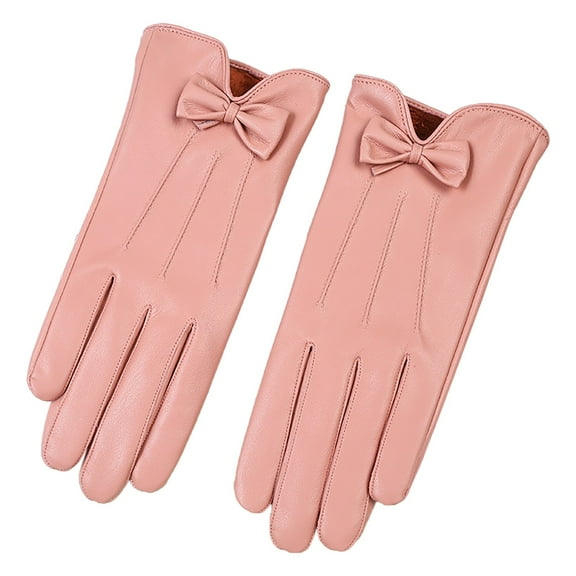 YOUSNH Fashion Lace Butterfly Embroidery Lined Gloves Womens Lambskin Leather Driving Gloves Womens Gloves Pink