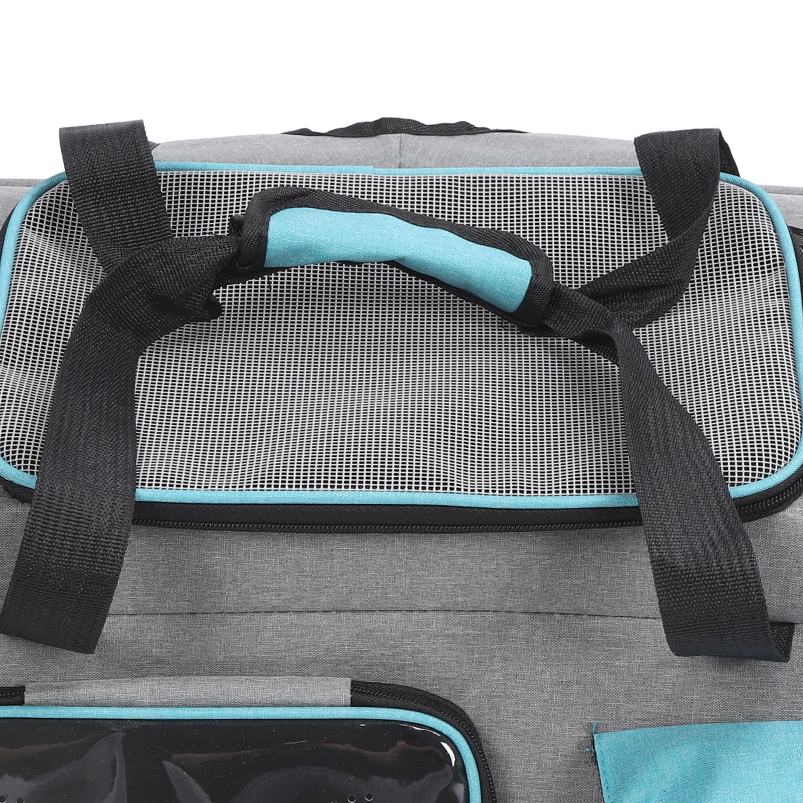 Suodoka Breathable Mesh Pet Carrier Backpack, Large Capacity Portable Cat & Dog Carrier Bag for Outdoors Travel, Grey/Blue