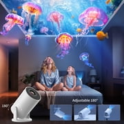 CocoBear Mini Projector for Bedroom with WiFi and Bluetooth, Y4 Portable Projector Support 4K 1080P, Auto Keystone 180° Rotatable, Compatible with HDMI/USB/PC/Phone