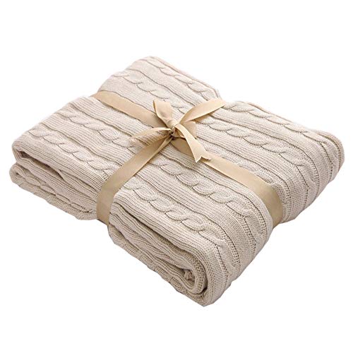 Lakemono Knitting Throw Blanket Fashion Handmade Super Soft Warm Twist Cotton Cable Crocheted Sleeping Cover Blanket Rug For Kid Or Adult Bedroom Sofa Bed Couch Car Quilt Living Room Office Beige Walmart Canada
