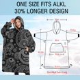 thumbnail image 4 of Oversized Wearable Blanket Hoodie,Black Paisley Pattern Sherpa Blanket Hoodie with Super Pockets,Super Warm Fuzzy Pullover for Women & Men, 4 of 6