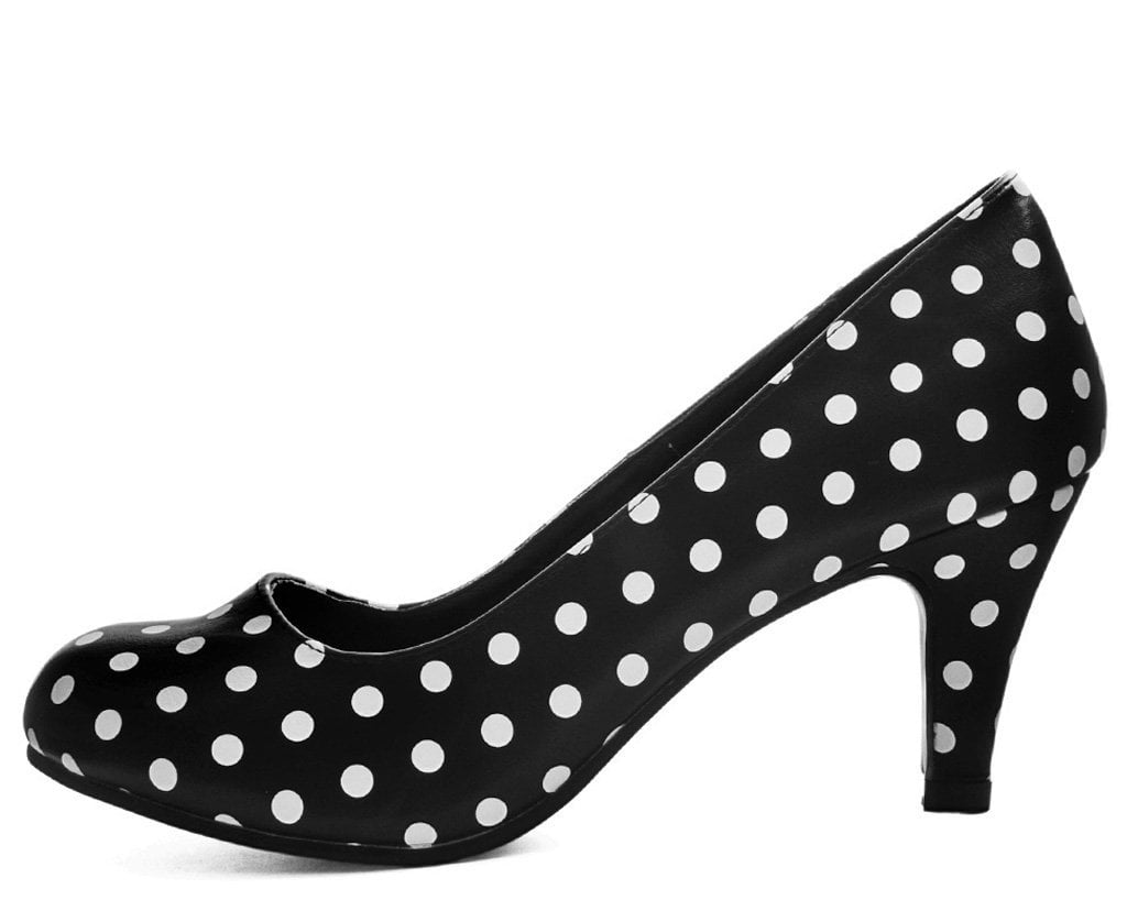 black and white polka dot shoes