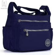 Gustave Nylon Crossboby Bag for Women Waterproof Multi Pockets Shoulder Handbags Purse Casual Travel Messenger Bag with Adjustable Strap (Blue)