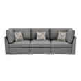 thumbnail image 2 of Tony 95 Inch Modern Sofa with 3 Throw Pillows, Gray Fabric Upholstery- Saltoro Sherpi, 2 of 5