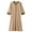 Khaki, variant on LIJCC Girls' Muslim Modest Maxi Dress - 3/4 Sleeve Contrast-Trim Gown, Loose Comfortable Silhouette for Daily Wear & Religious Occasions