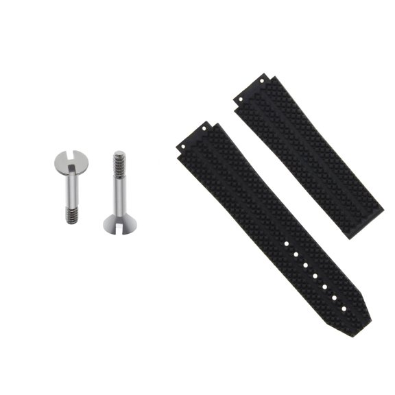 25MM RUBBER WATCH STRAP BAND FOR HUBLOT CERAMIC H BIG BANG WATCH BLACK  2 SCREW