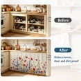 thumbnail image 4 of Pastoral Spring Floral Cabinet Curtain 32"Wx55"L,Dustproof Pantry Door Curtain W/ Self Adhesive Tape,Rustic Summer Flower Botanical Tall Storage Cover Privacy Drape for Bathroom Kitchen Laundry Room, 4 of 9