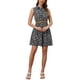 thumbnail image 2 of Vestido sin mangas de longitud a la rodilla con media abertura y cinturón para mujer, estampado floral, negro, 2 of 5