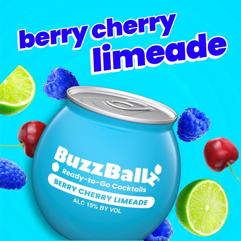 BuzzBallz Chillers Biggies Berry Cherry Limeade 187ml Bottle, ABV