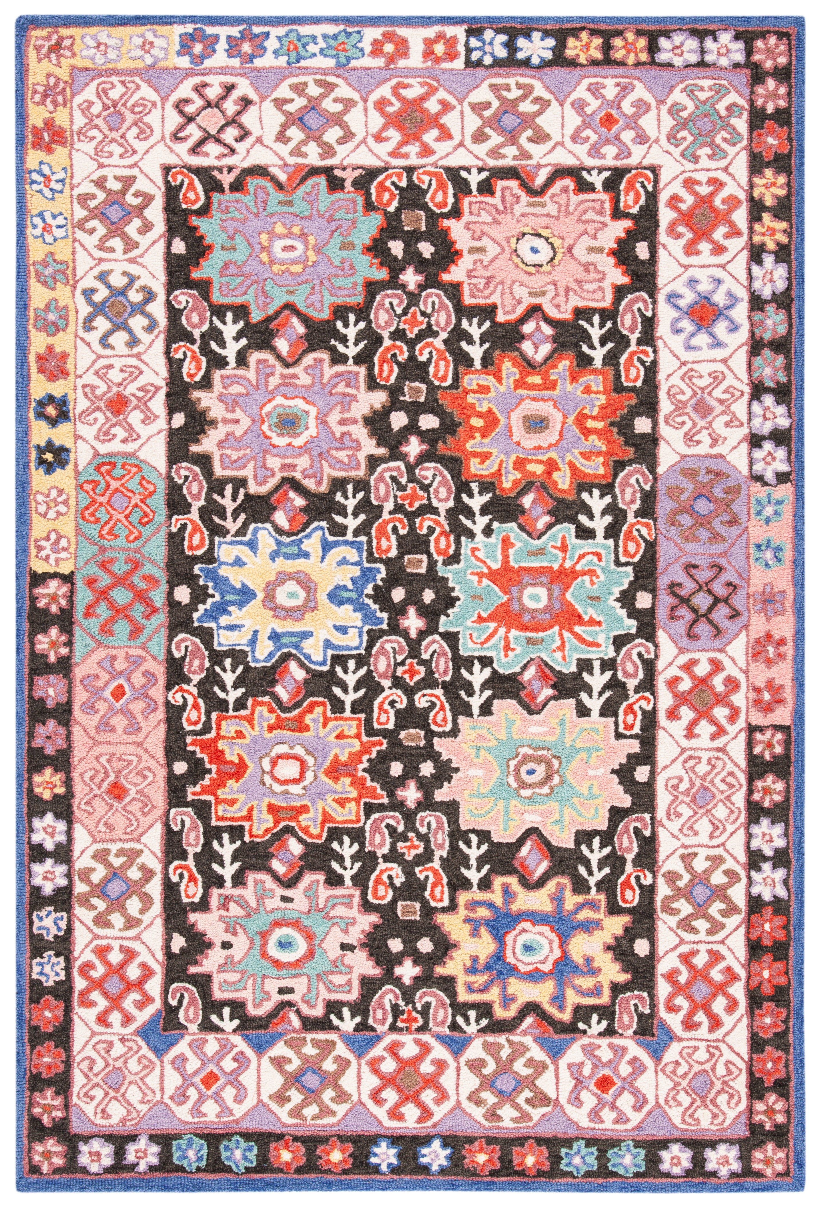 SAFAVIEH Bellagio Nader Floral Wool Area Rug, Charcoal/Ivory, 4' x 6'