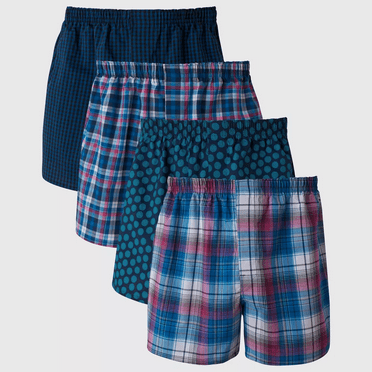 Hanes Premium Men's Stretch Woven Boxer Shorts 4pk - Blue/Green, XLarge