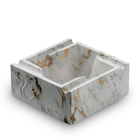 Qeeadeea small Cigar Ashtrays For Men, Outside Ashtrays For Cigarettes For Patio, Ceramic Cool Ashtrays Ceramic Indoor Decorations-white and gold-13x13x5.5cm