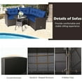 thumbnail image 5 of Spaco 4 Pieces Patio Rattan Furniture Set of Cushioned Sofa and Glass Table, Furniture Set with Thickened Seat and Back Cushions, Furniture Set for Outdoor as Garden, Patio, Navy, 5 of 9