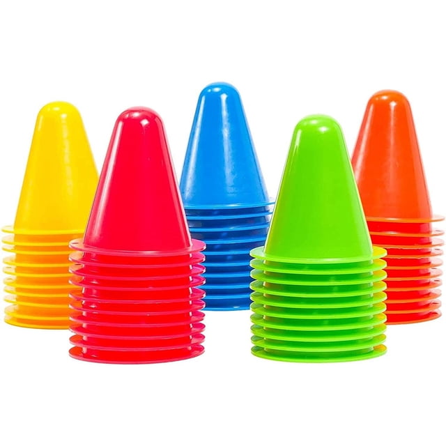 Mini conos de agilidad para deportes infantiles, entrenamiento en interiores y exteriores, colores surtidos, paquete de 50