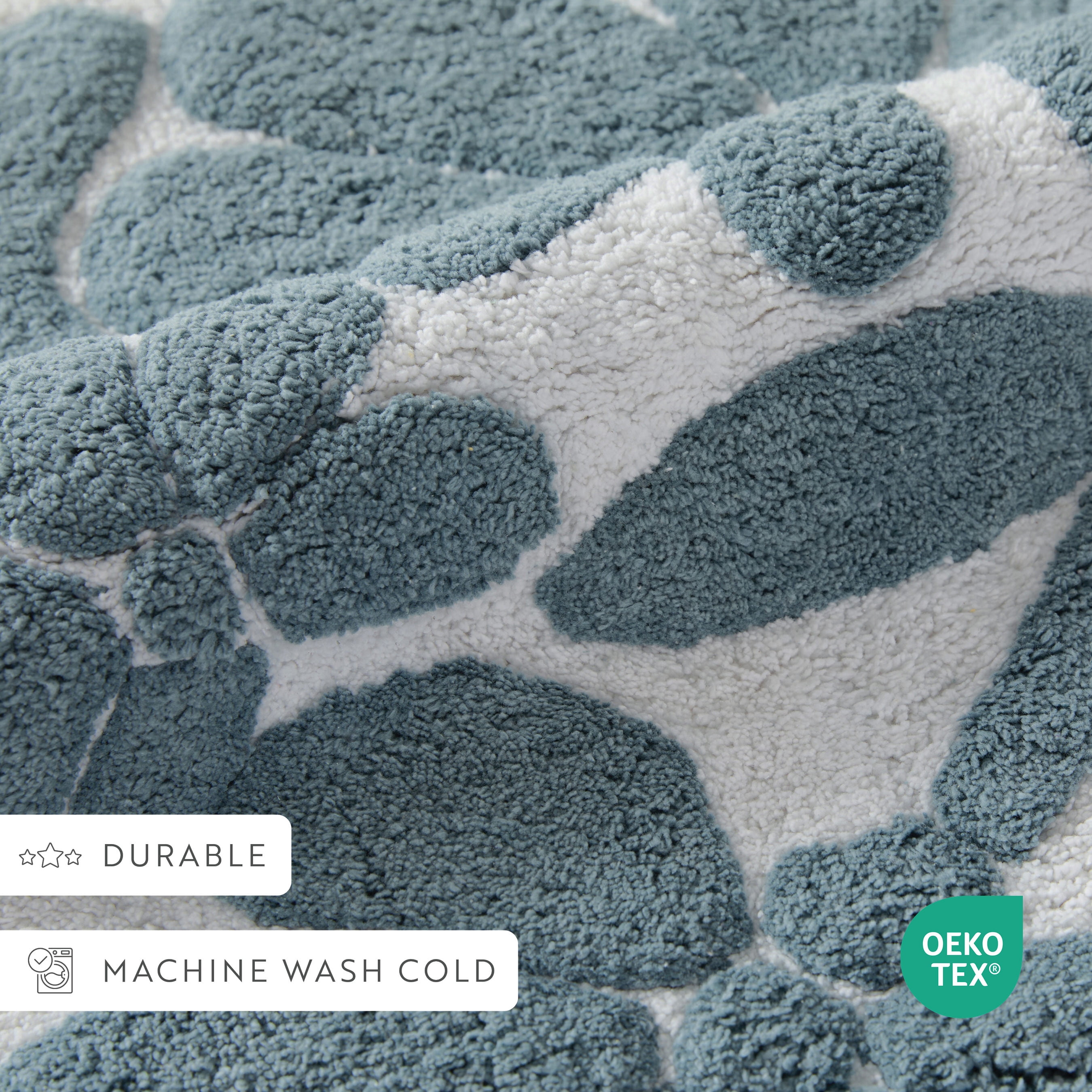 100% Cotton Floral Patterned Bath Mat by Comfort Canopy, Light Blue Floral, 34" x 21"