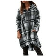 thumbnail image 3 of Plaid Trench Coat Womens Windbreaker Jacket Printed Shirt Zipper Irregular Jacket, 3 of 9