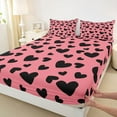 thumbnail image 4 of Feelyou Romantic Love Heart Twin Sheet Sets, Fashion Abstract Polkadots Twin Fitted Sheet, Teens Kids Girls Women Flat Sheet, Microfiber Bedroom Decor, 3pcs, 4 of 8