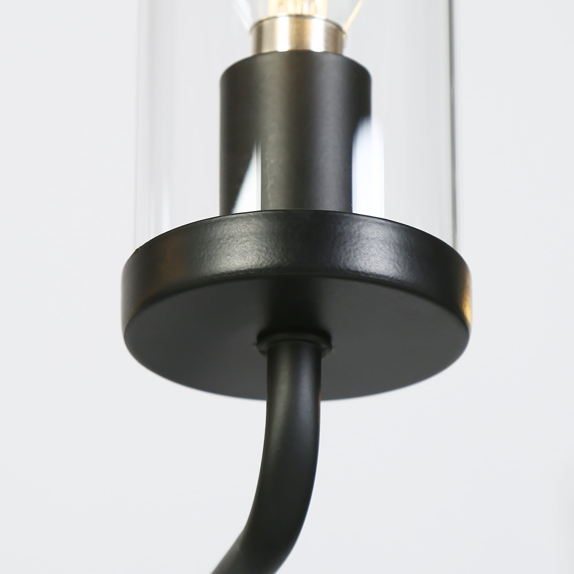 LNC 8-Light 1-Tier Modern Metal Matte Black Hardwired Candle-Style Chandelier