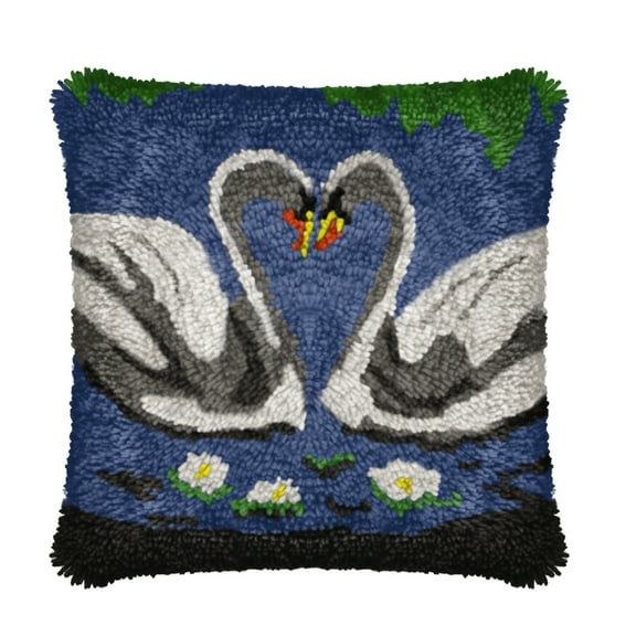 Latch Hook Pillow Kits for Adults pillow,latch hook pillow kits,Swan Embroidery Creative Craft Home Decor Ideal for Learning Pillow Making 43×43cm/17*17in