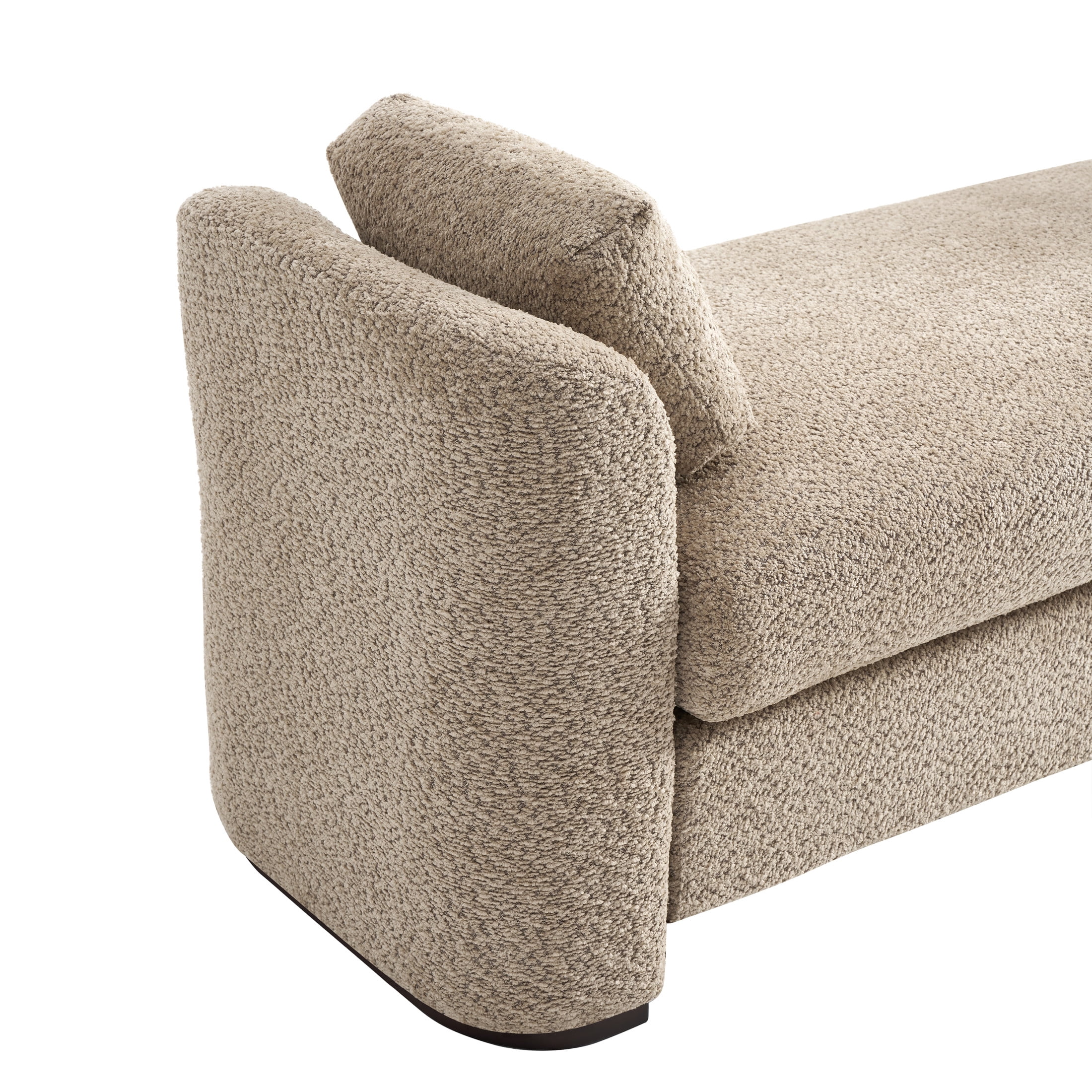 Christopher Knight Home 53.2" Modern Boucle Upholstered Bench with Pillows, Wooden Legs, Light Brown