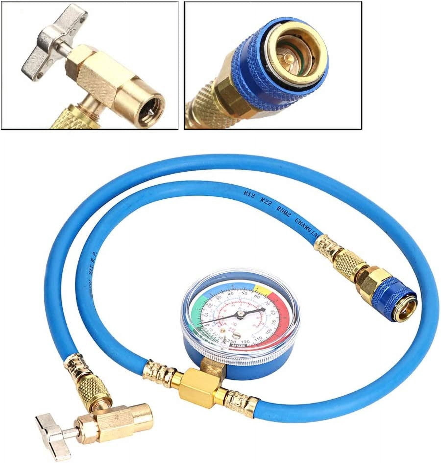DJH--R600A Recharge Kit, R134A Recharge Measuring Hose Can Tap Gauge Refrigerant Charging Pipe Air conditioning pipes and connectors-1